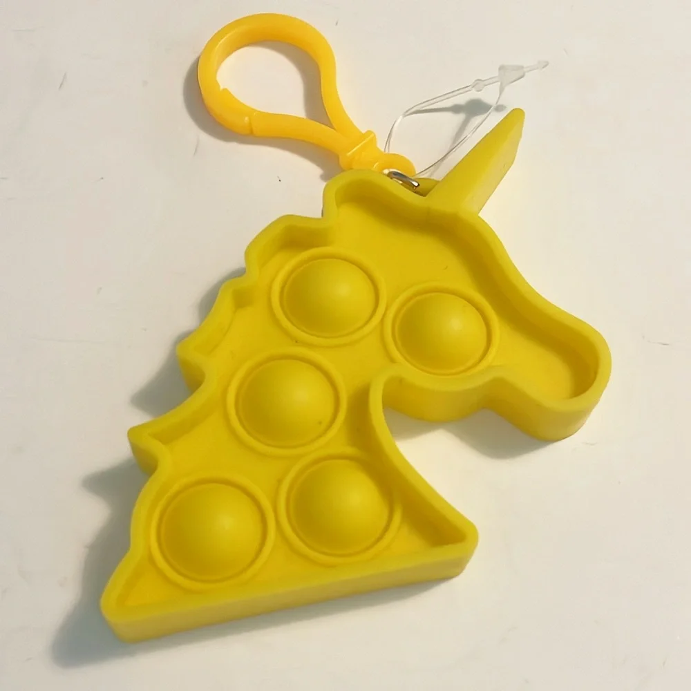 NEW yellow unicorn push bubble fidget keychain